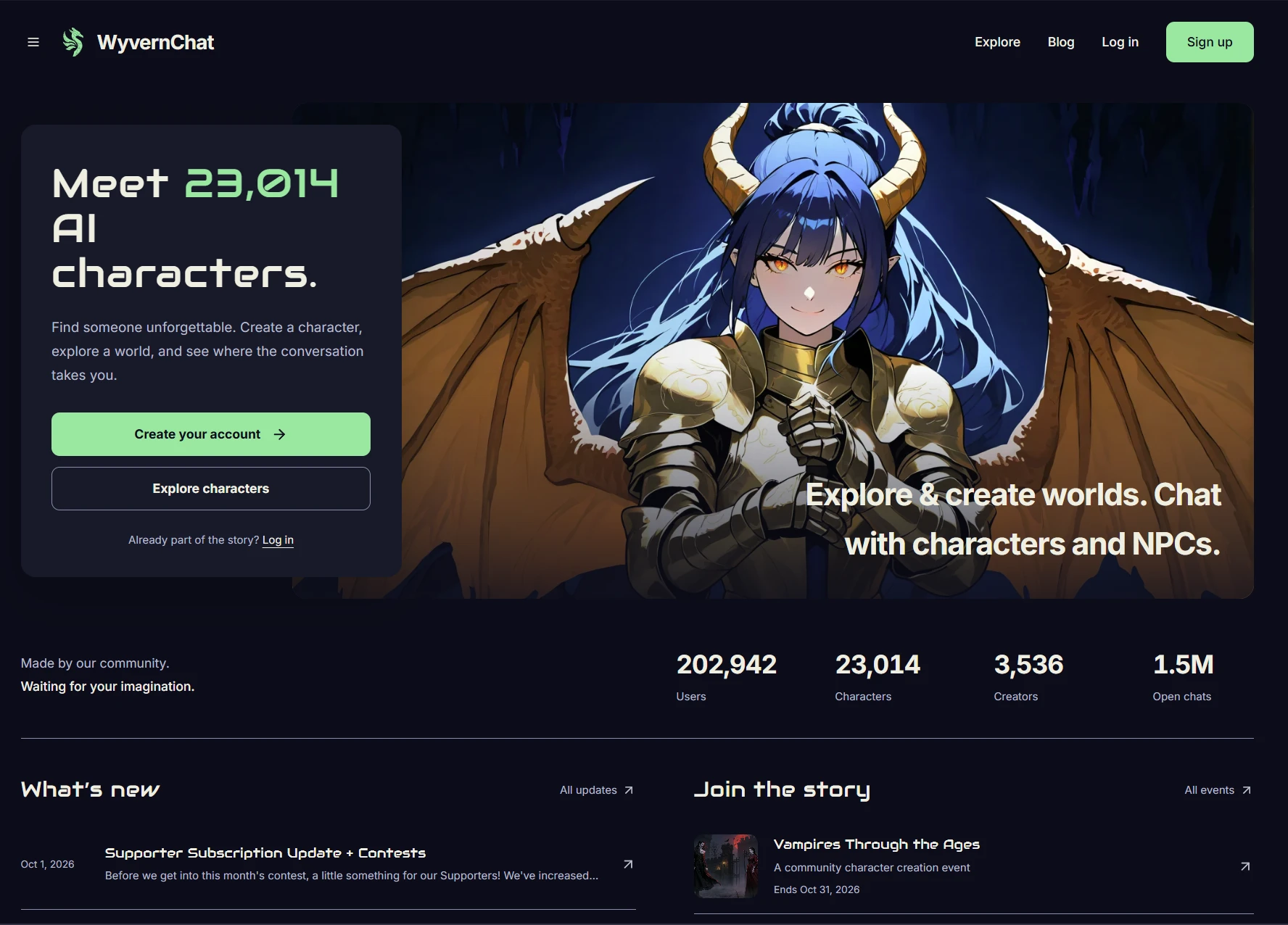 WyvernChat homepage